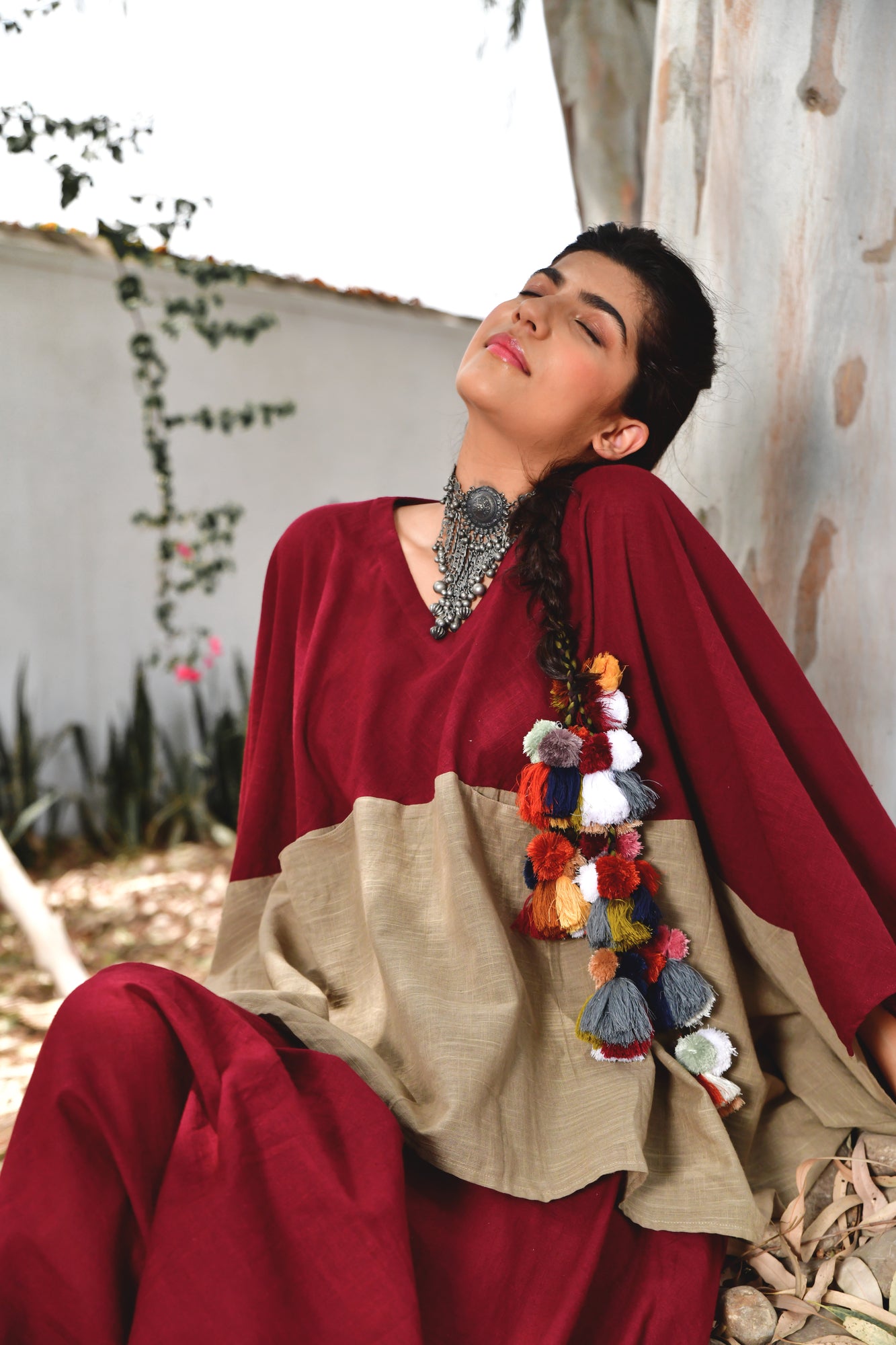 Maroon Sufi Noora Boho Co-Ord Set