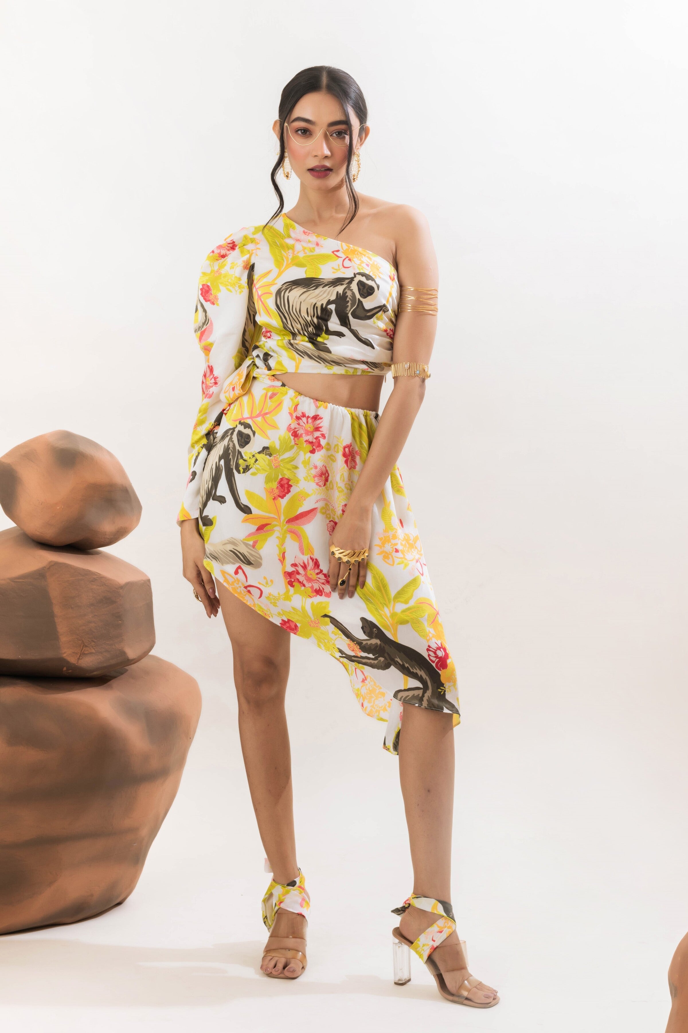 One Shoulder Waist Cut Dress