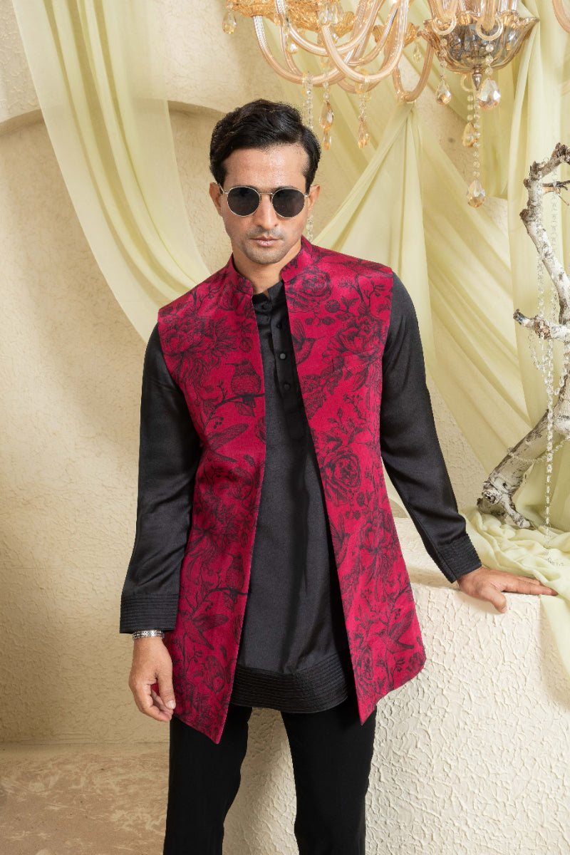 Shadow Rose Printed Open Jacket