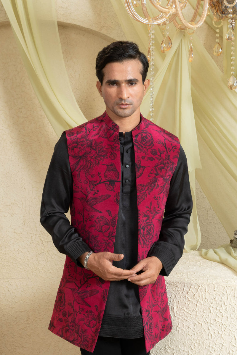 Shadow Rose Printed Open Jacket