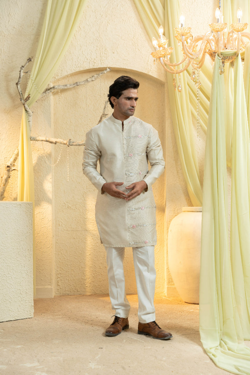 Ivory Mist Embroidered Kurta