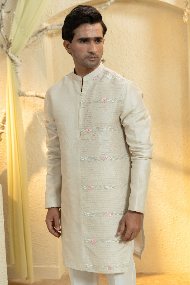 Ivory Mist Embroidered Kurta