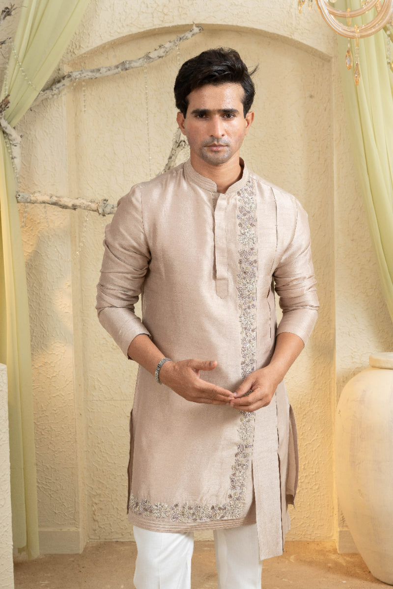 Champagne Gold Embroidered Kurta