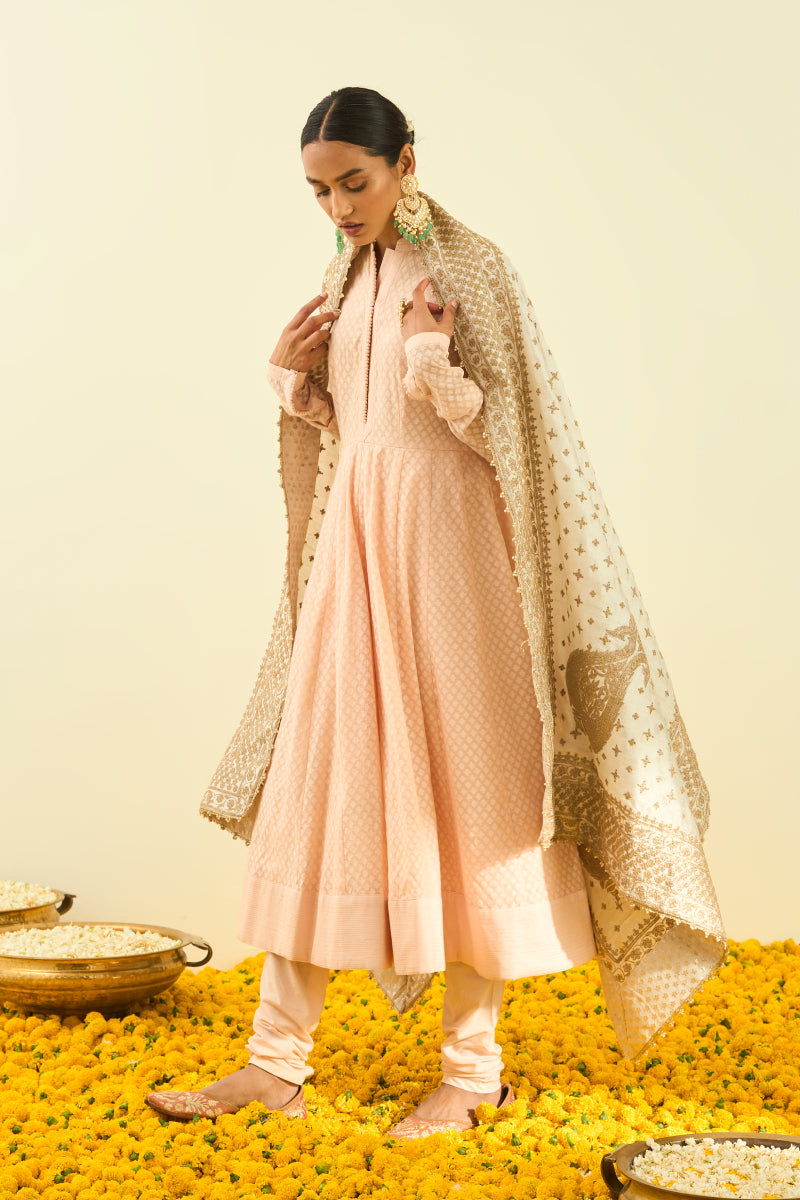 Daisy Ivory Tilla Embroidery Odhni