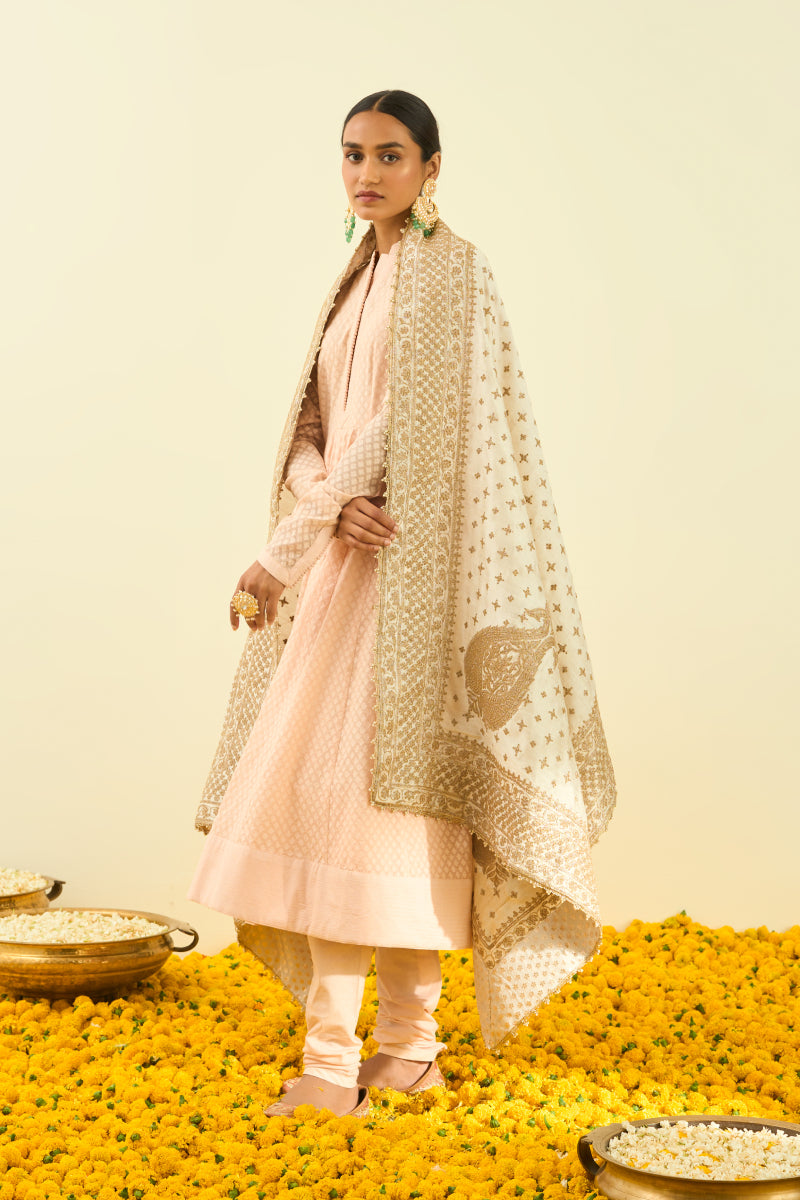 Daisy Ivory Tilla Embroidery Odhni