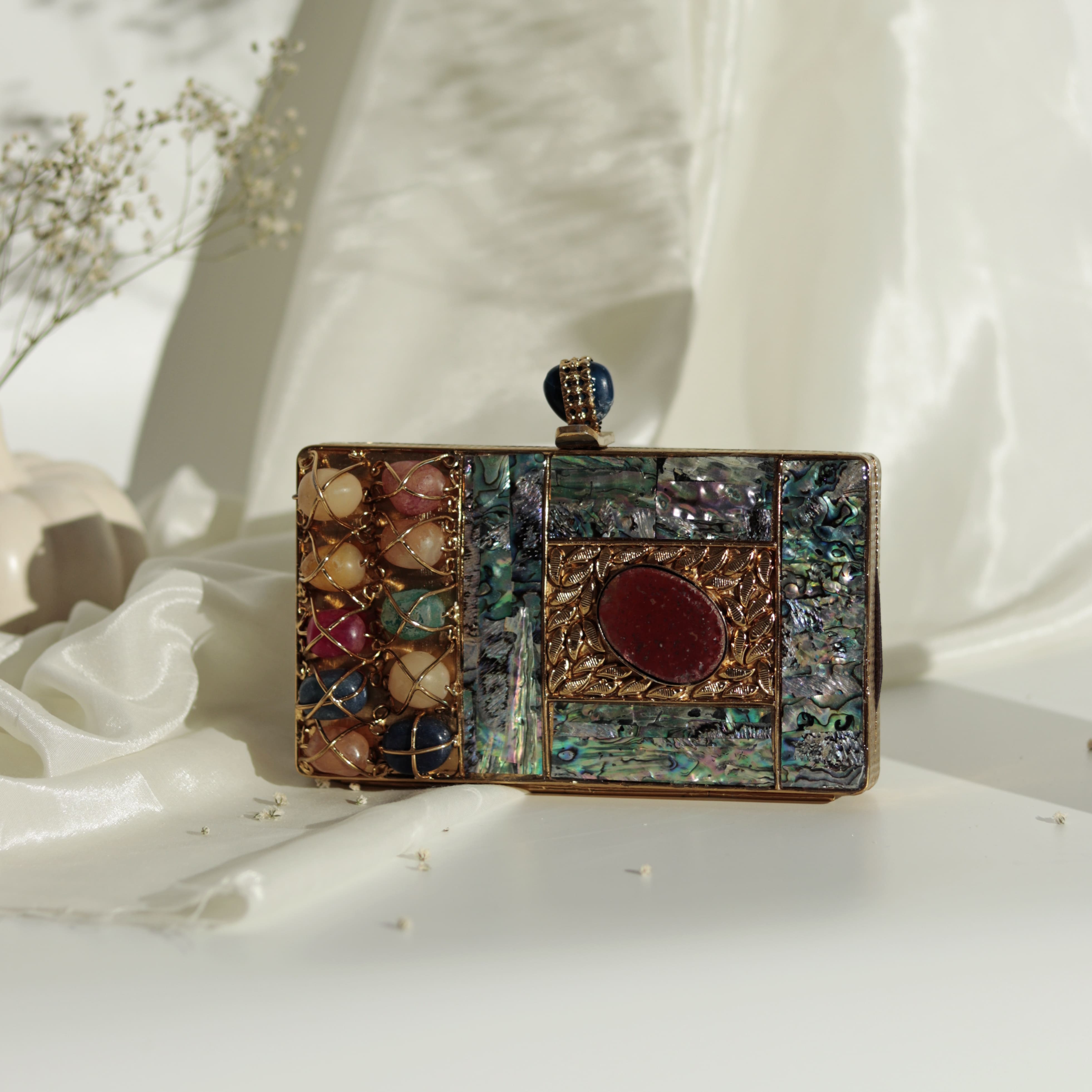 THE TAN CLAN Disha Mother of Pearl Clutch