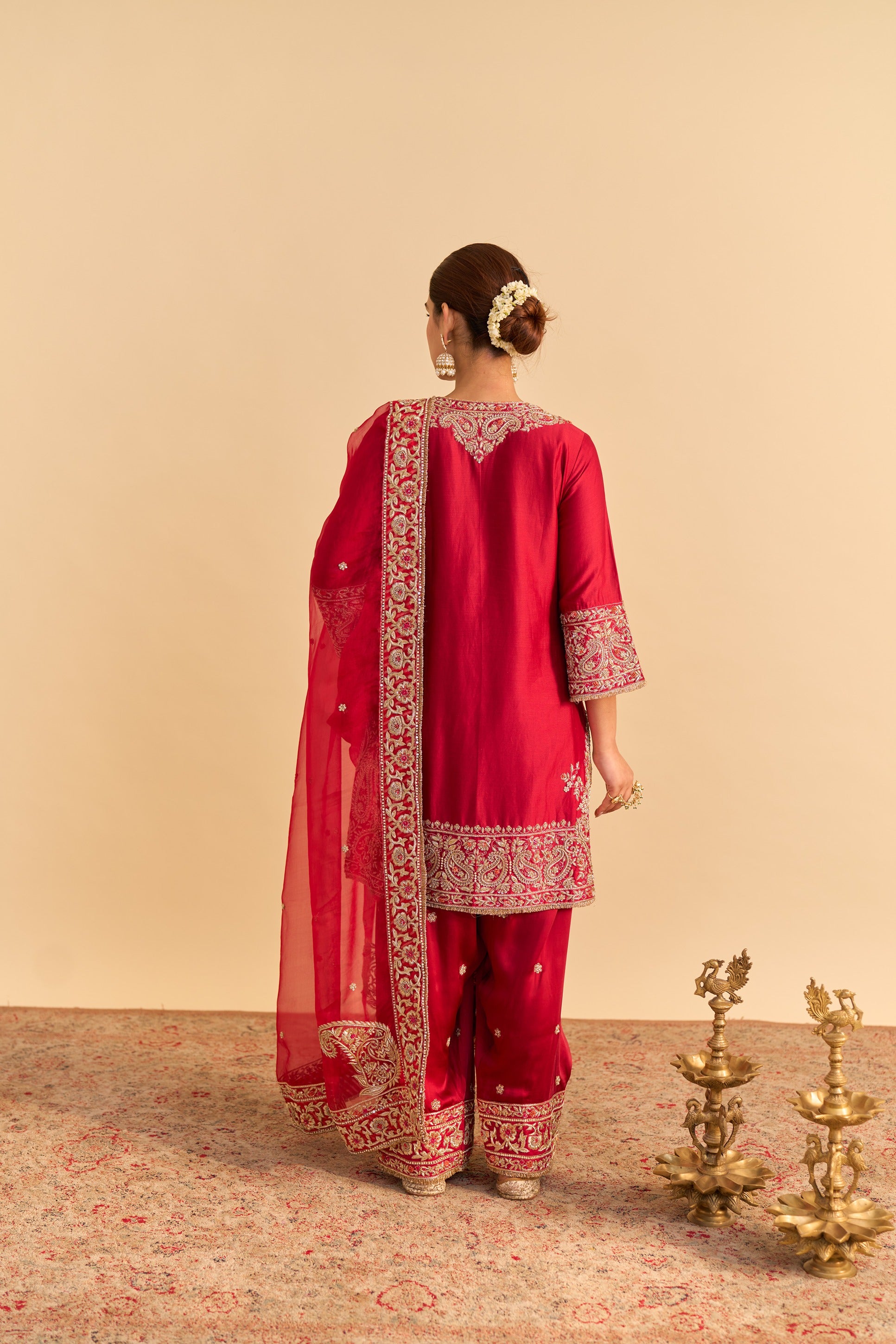 Dua Dabka Zardozi Embroidered Short Kurta Set