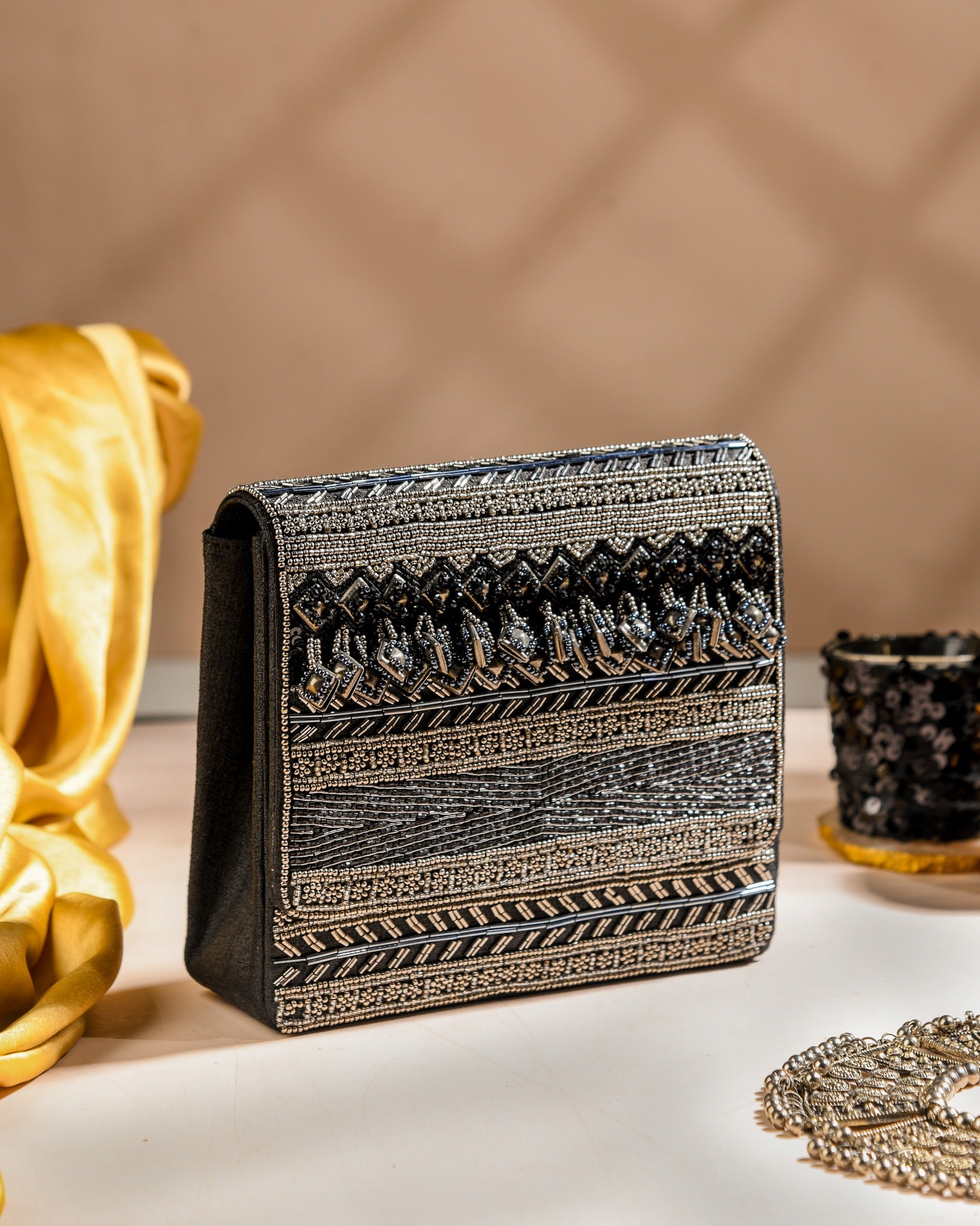 Black Silver Party Clutch
