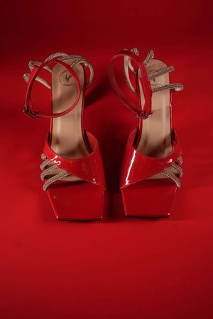Red Elle Crisscross String Heel Sandals