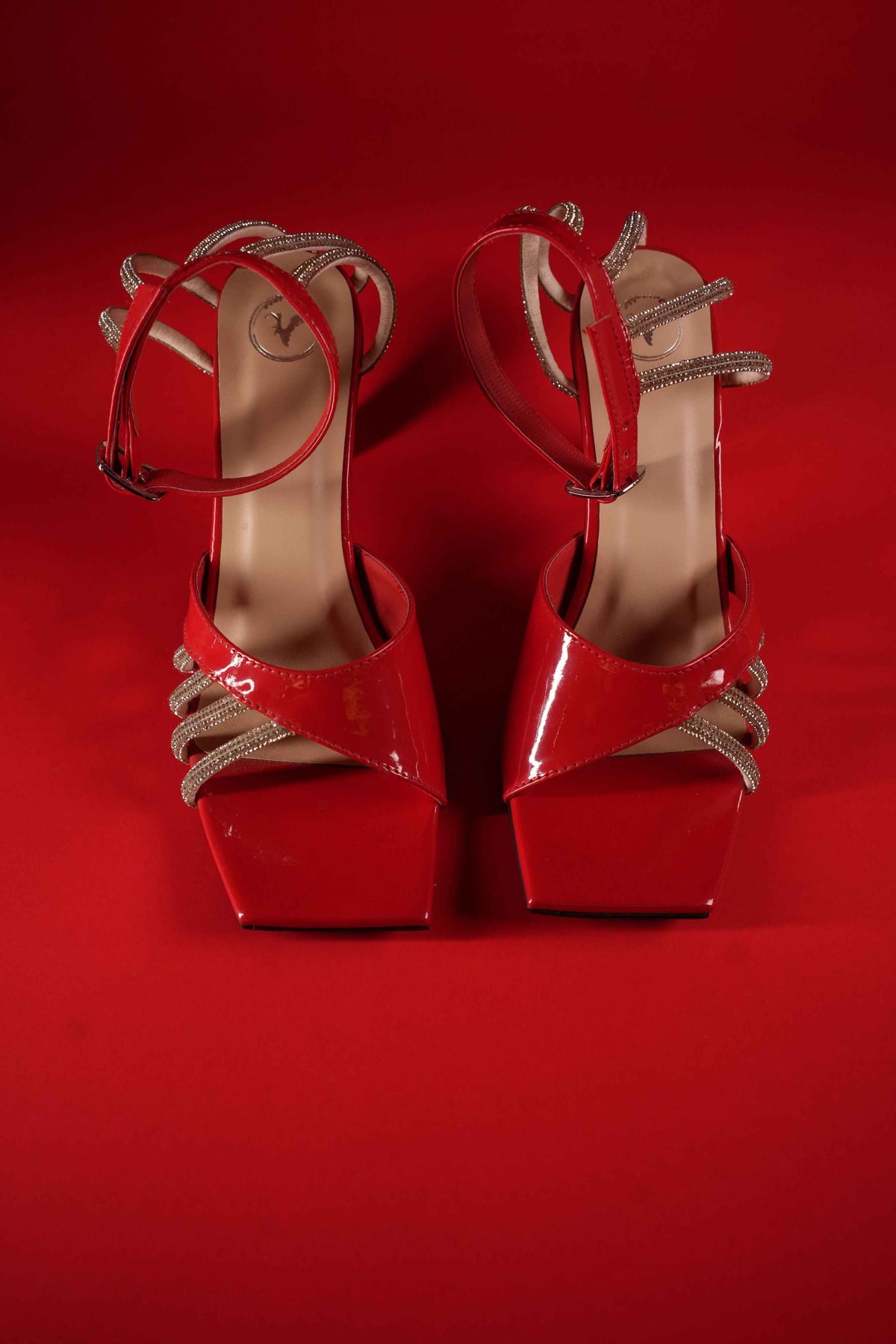 Red Elle Crisscross String Heel Sandals