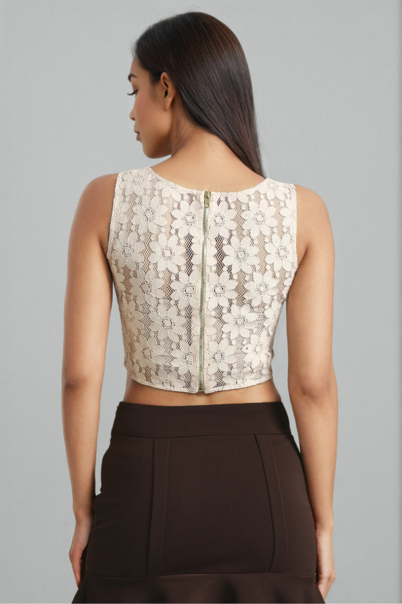 Peach Lace Corset Top