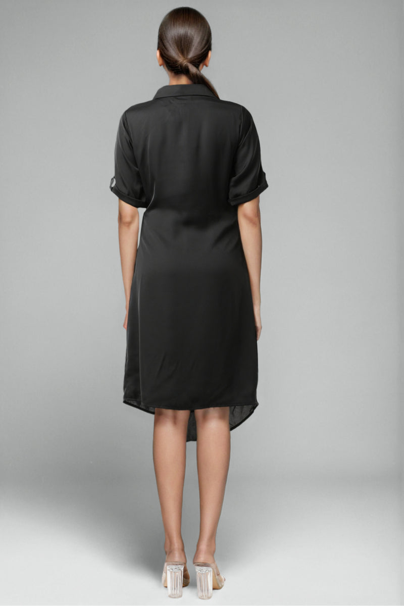 Black High-Low Wrap Dress