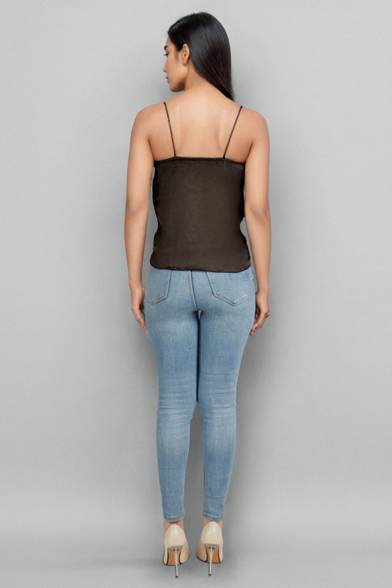 Black Satin Slip Top