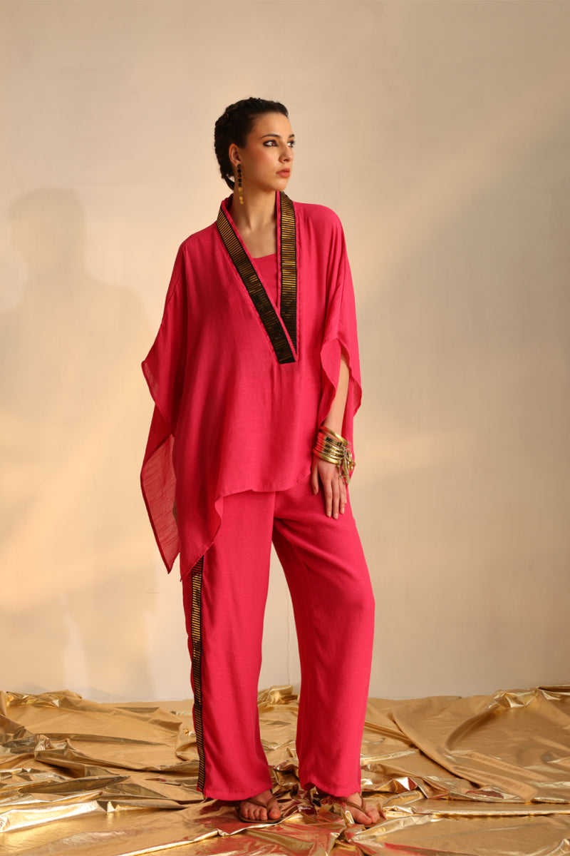 V-poncho foil twin set