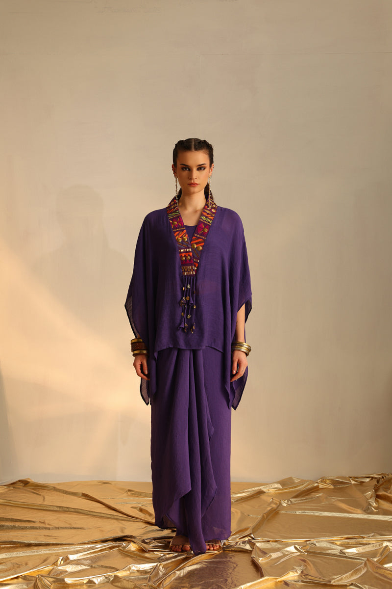 V-poncho boho twin set