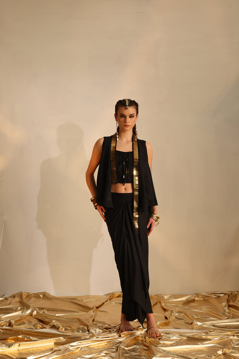 Cowl foil Waistcoat set