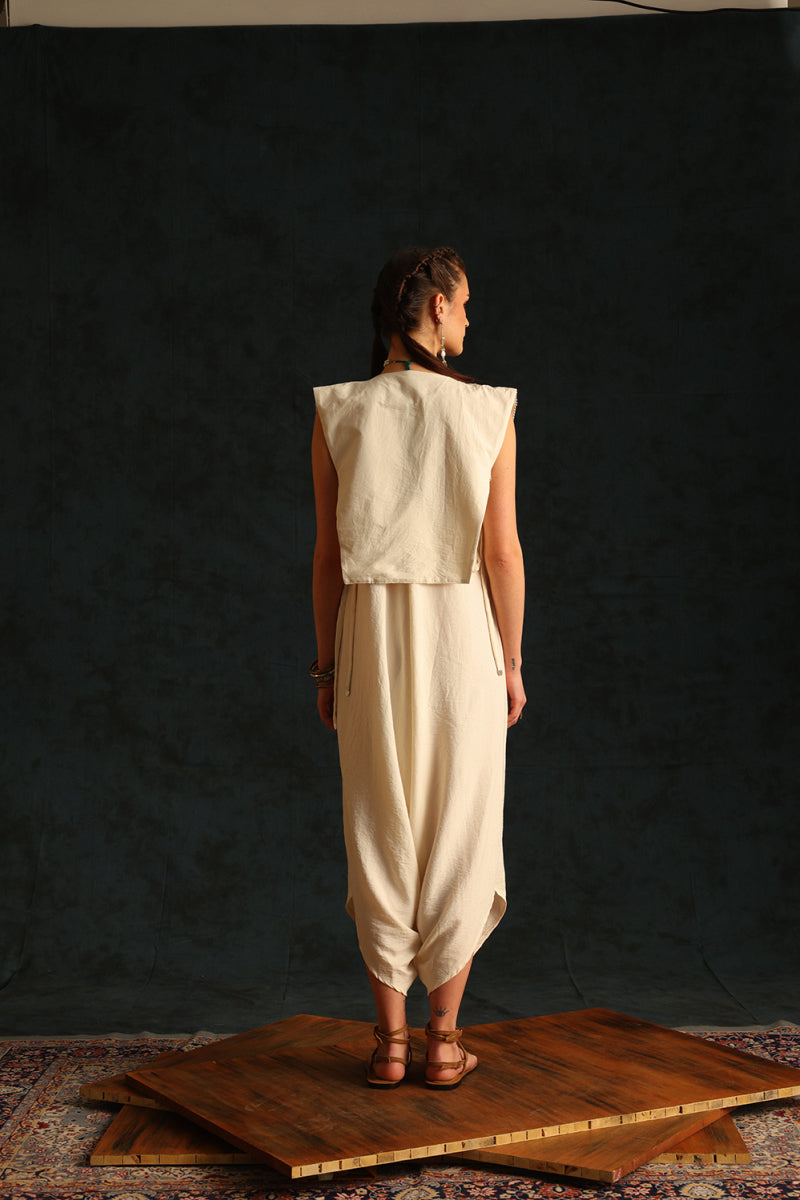 V-jumpsuit with a panel waistcoat