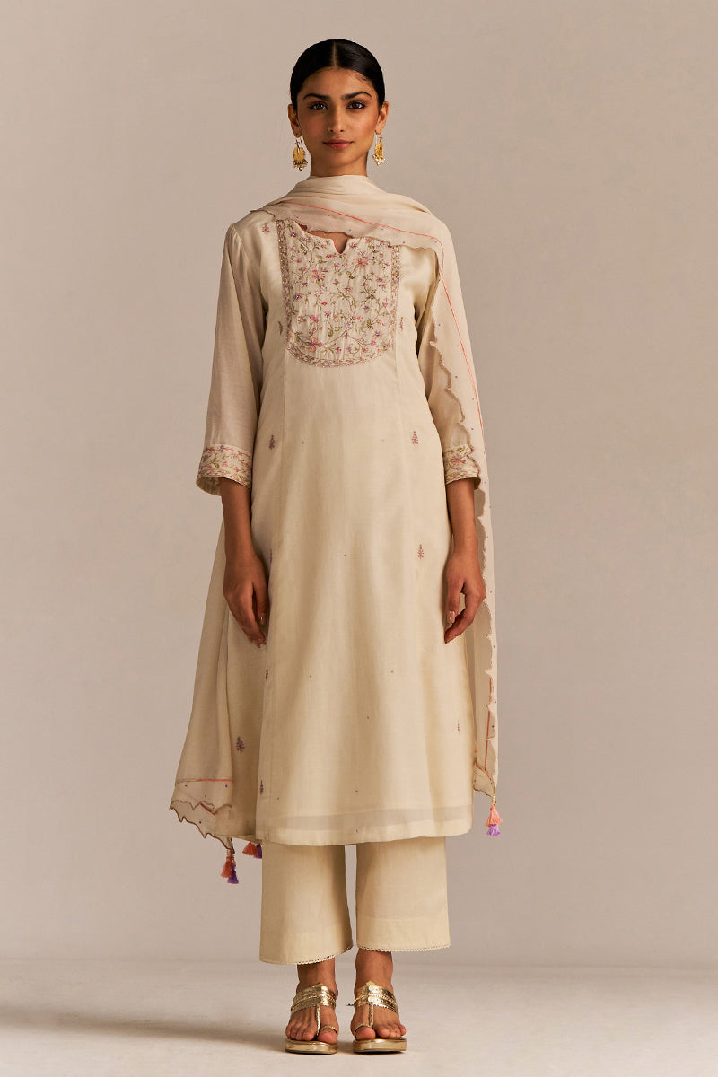 Buttercream Embroidered Kurta Set
