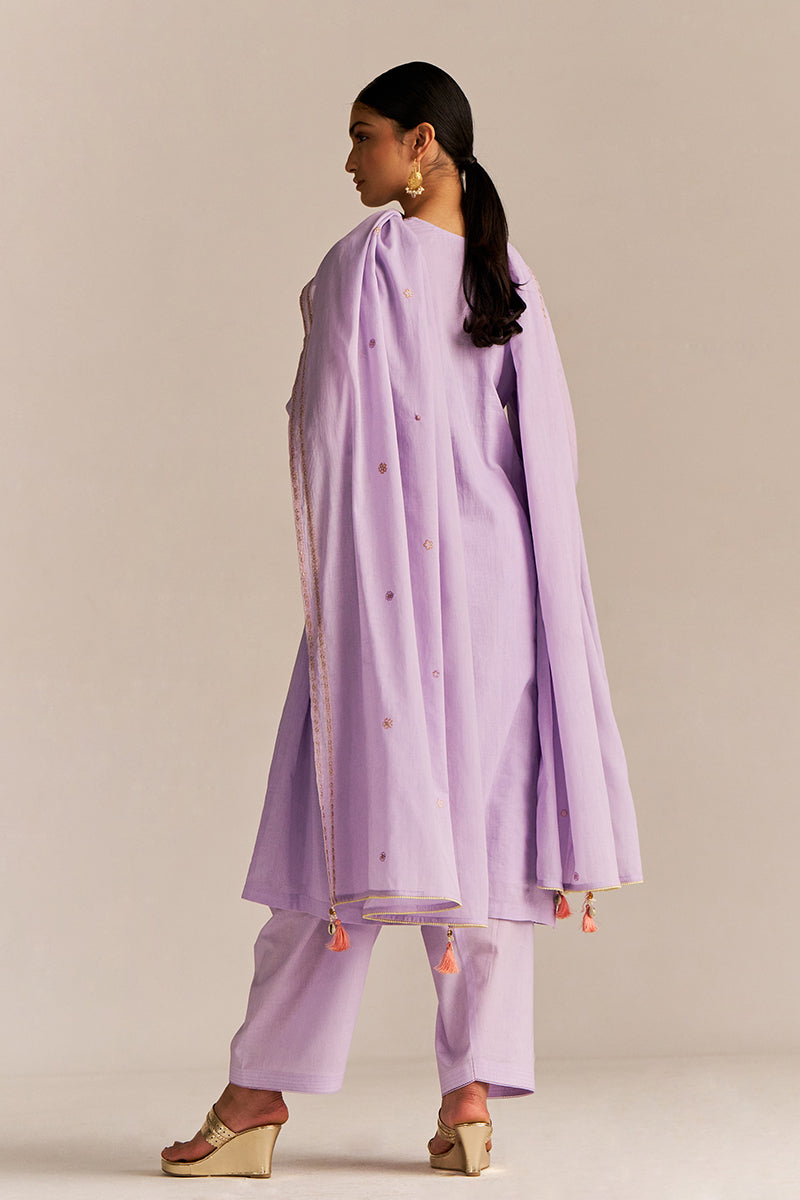 Pastel Lilac Mul-Mul Kurta Set