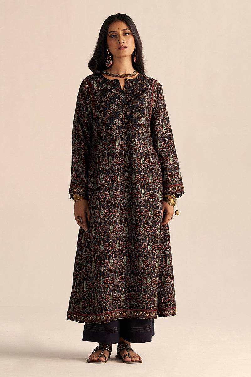 Black Silk Traditional Co-ord Set