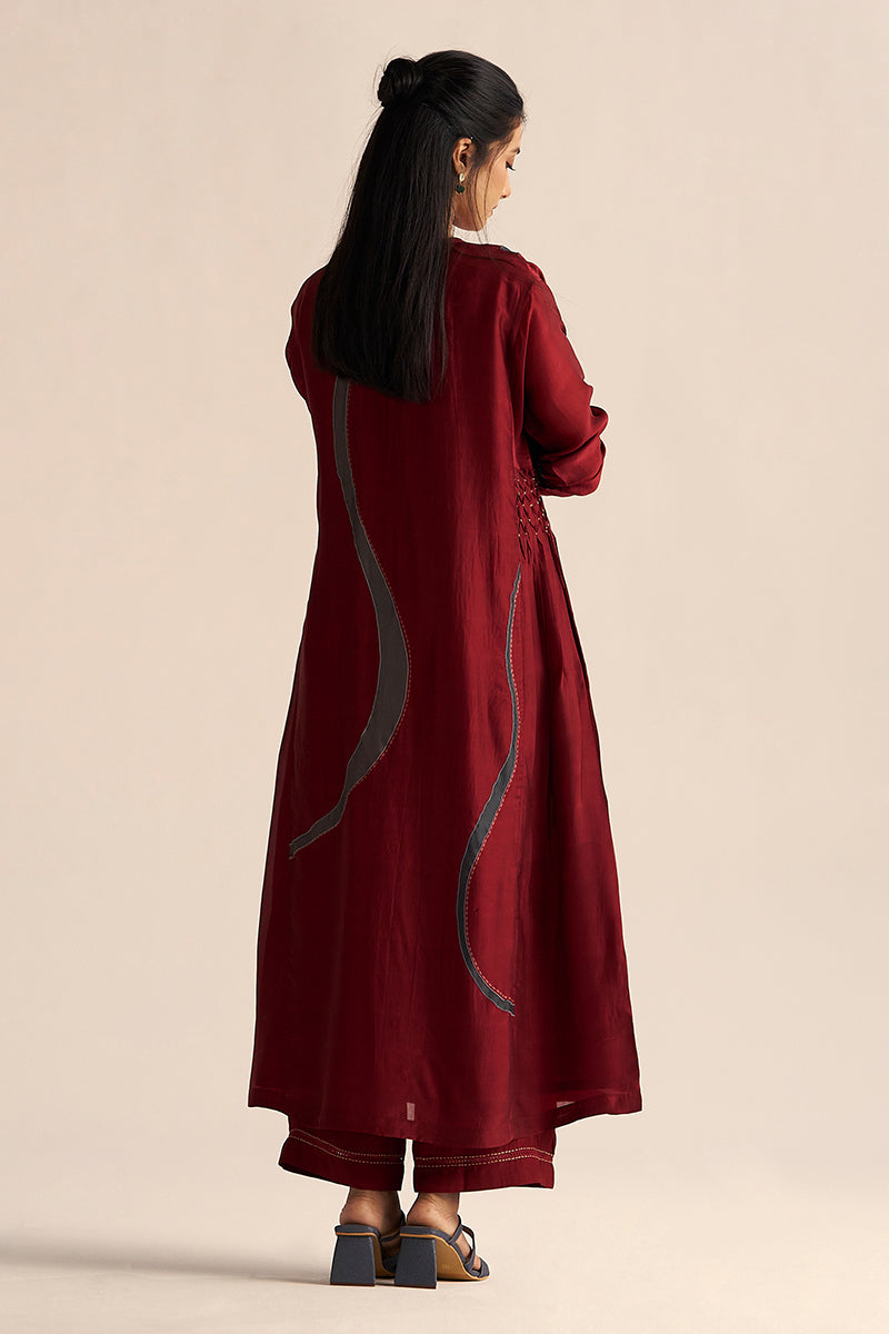 Syrah Red Silk Co-ord Set