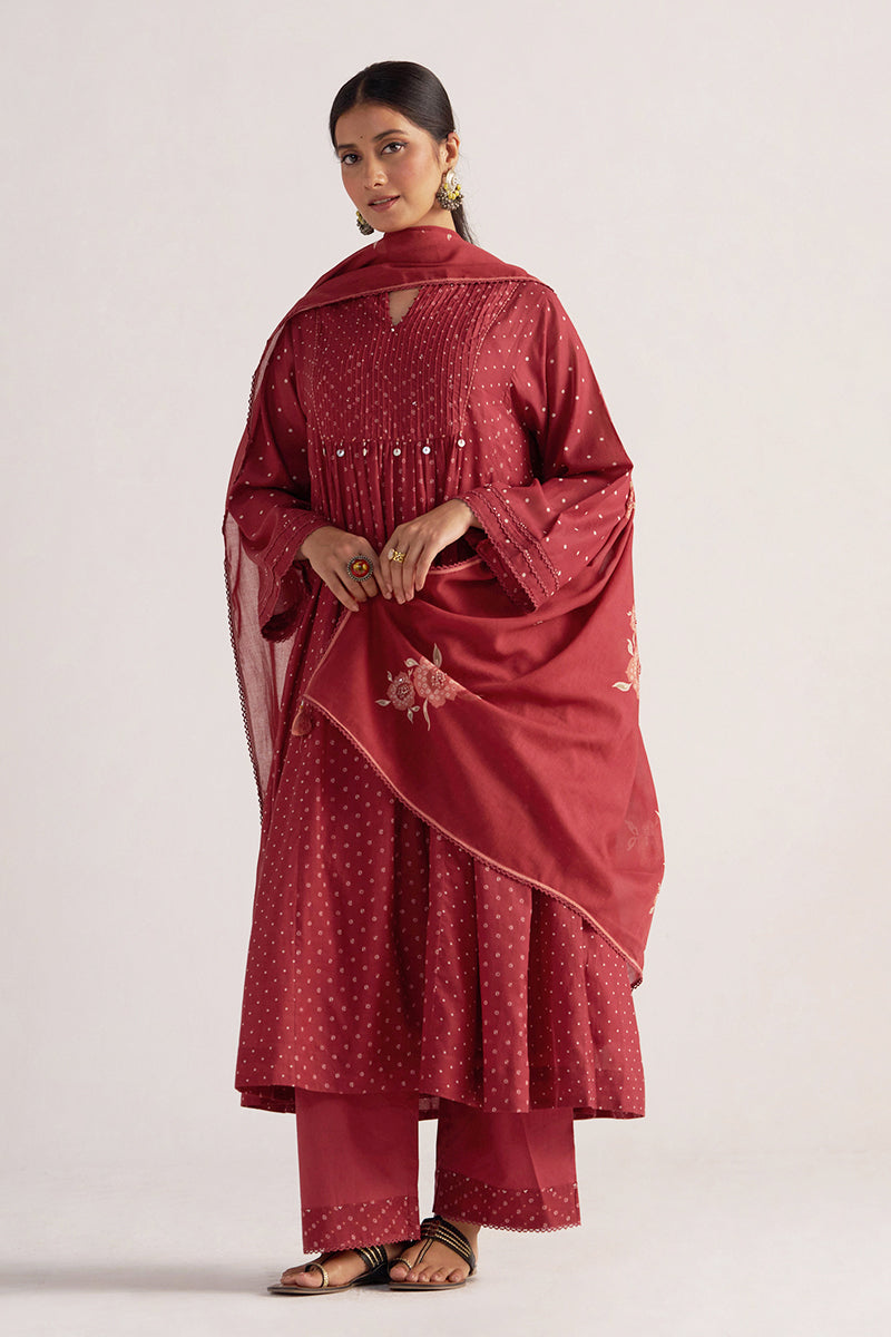 Print Mul Chanderi Kurta Set