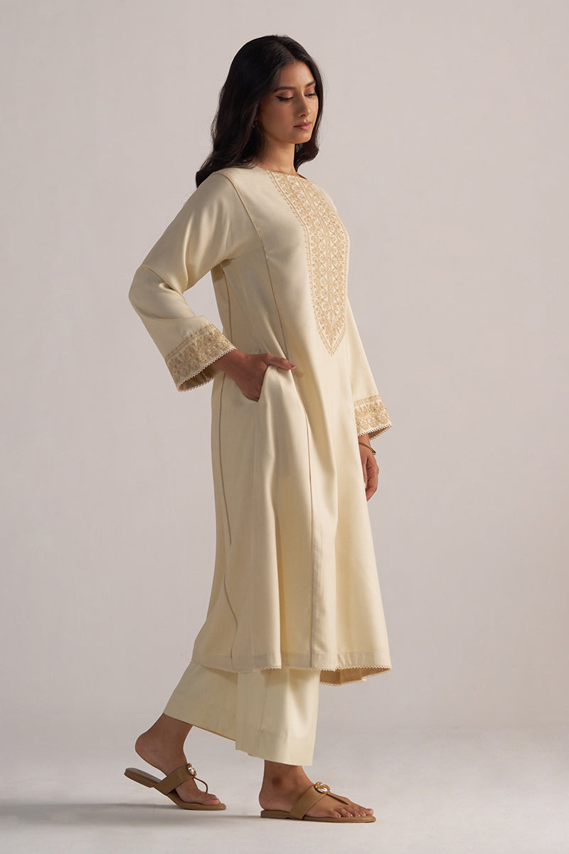 Cloud Cream Pashmina Kurta Set