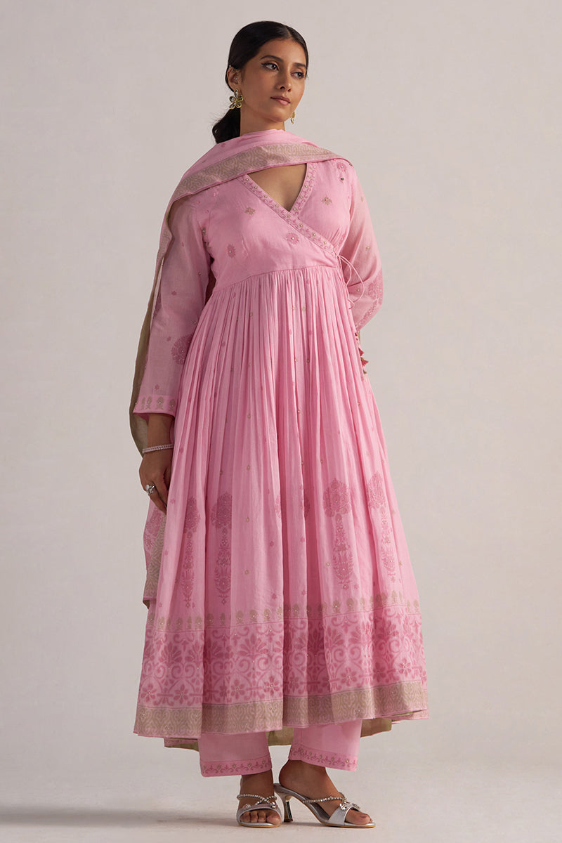 Lilac Sachet Mul-Mul Anarkali Kurta Set