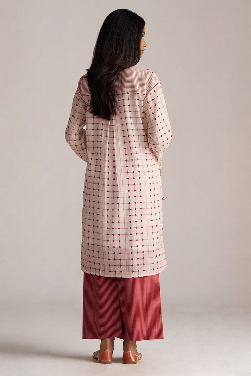 Rosewood and Cream Mul-Chanderi Co-ord Set