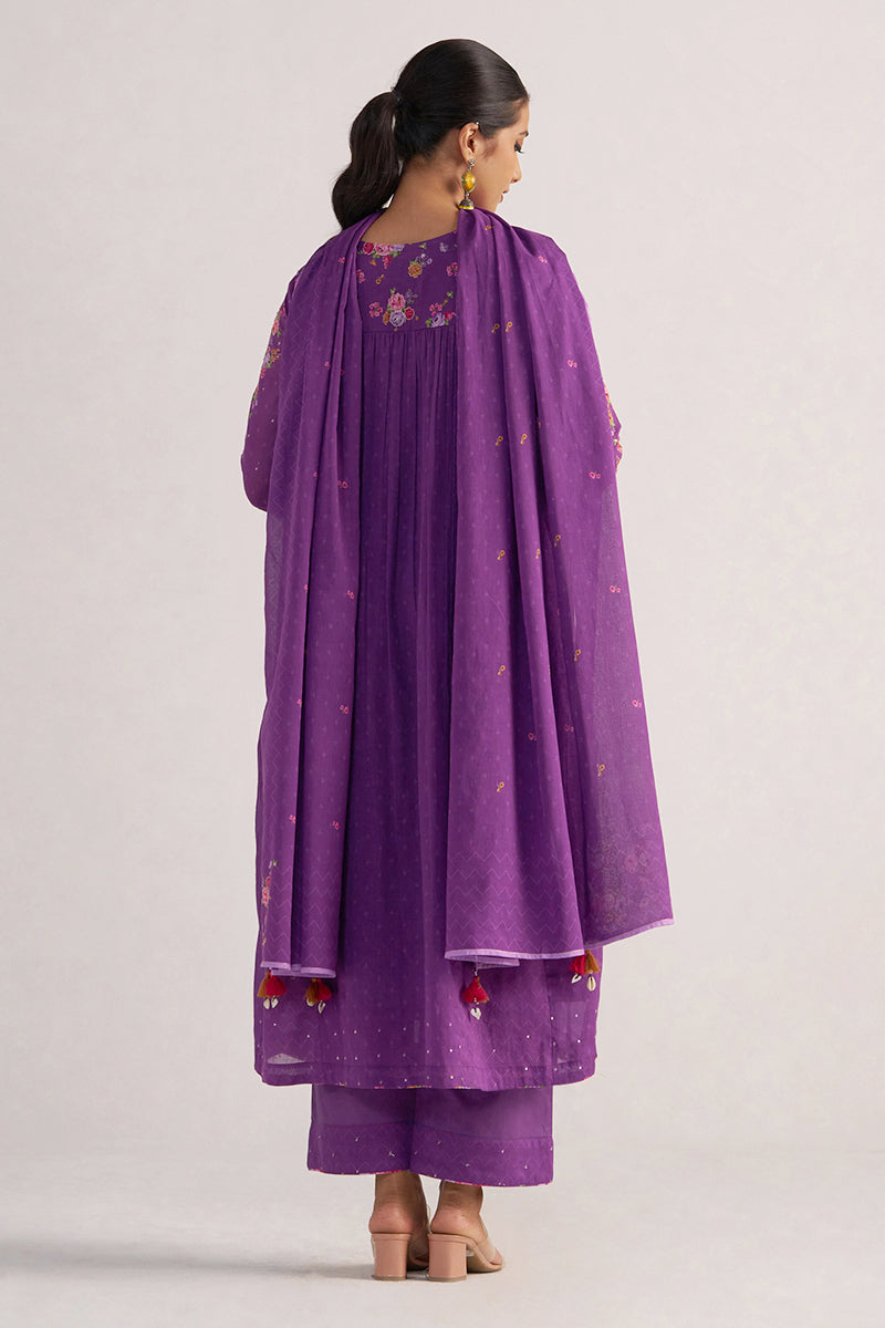 Purple Magic Mul-Mul Kurta Set