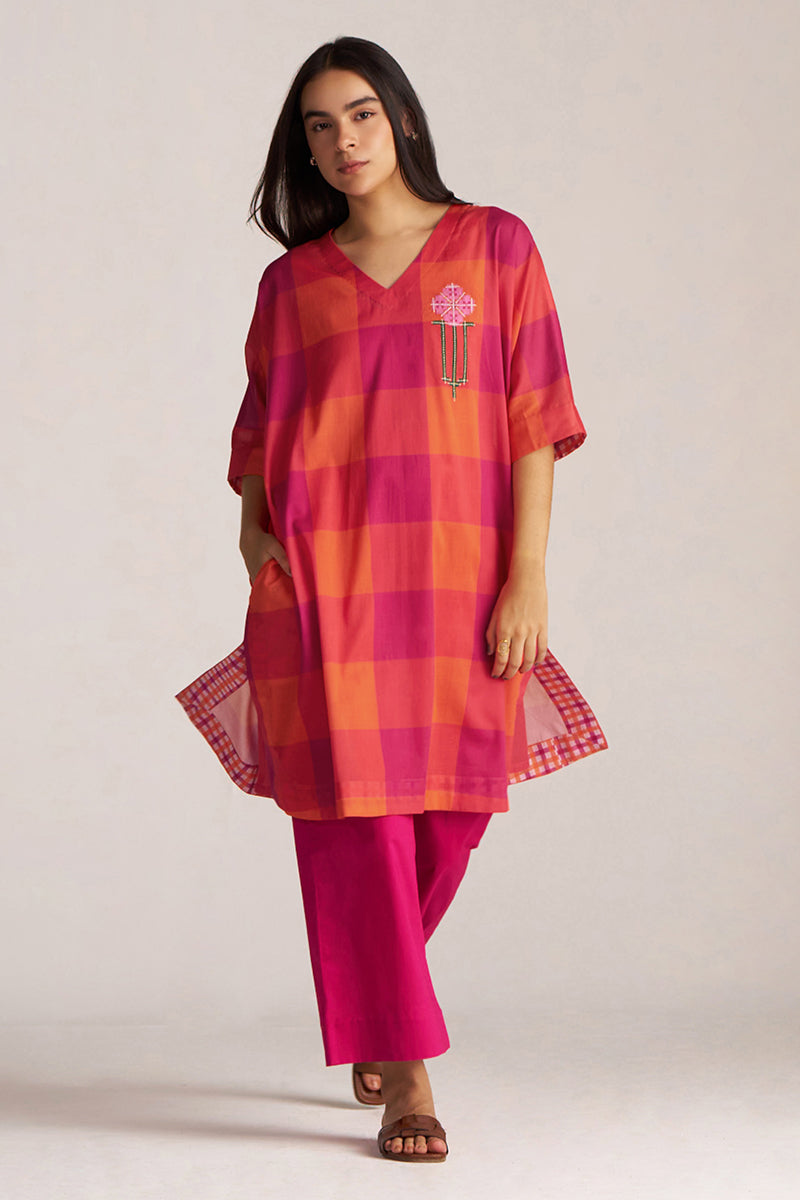 Tomato and Fuchsia Mul-Mul Co-ord Set