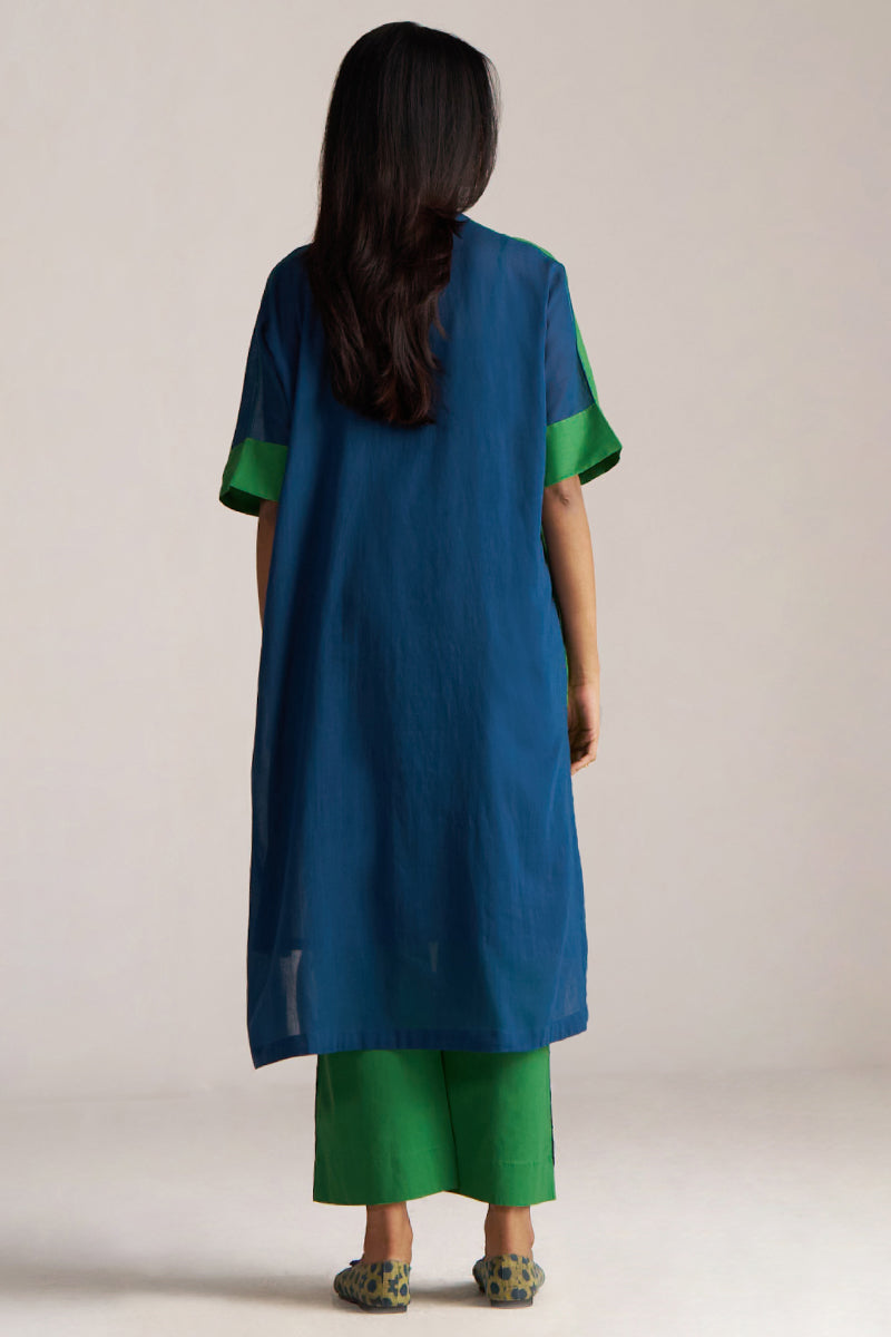 Blue and Green Mul-Mul Co-ord Set