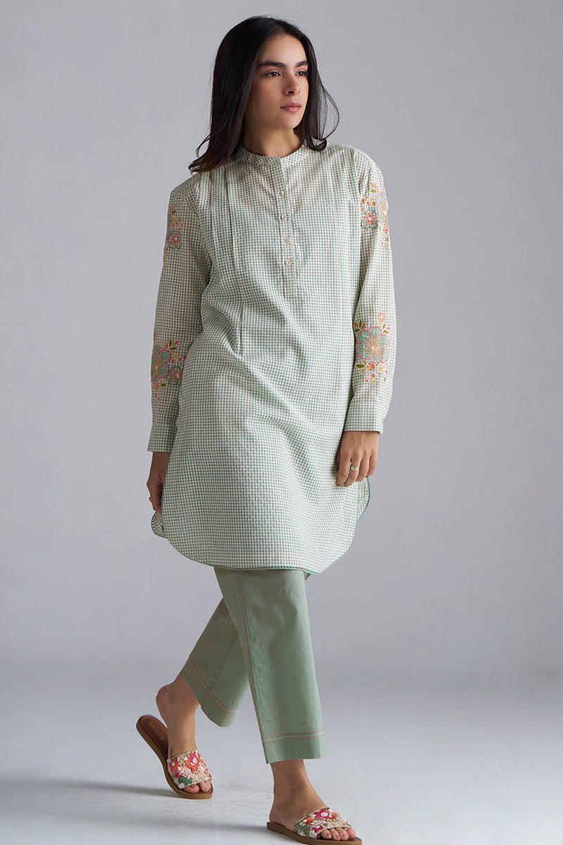 Granite Green Mini-Check Woven Co-ord Set