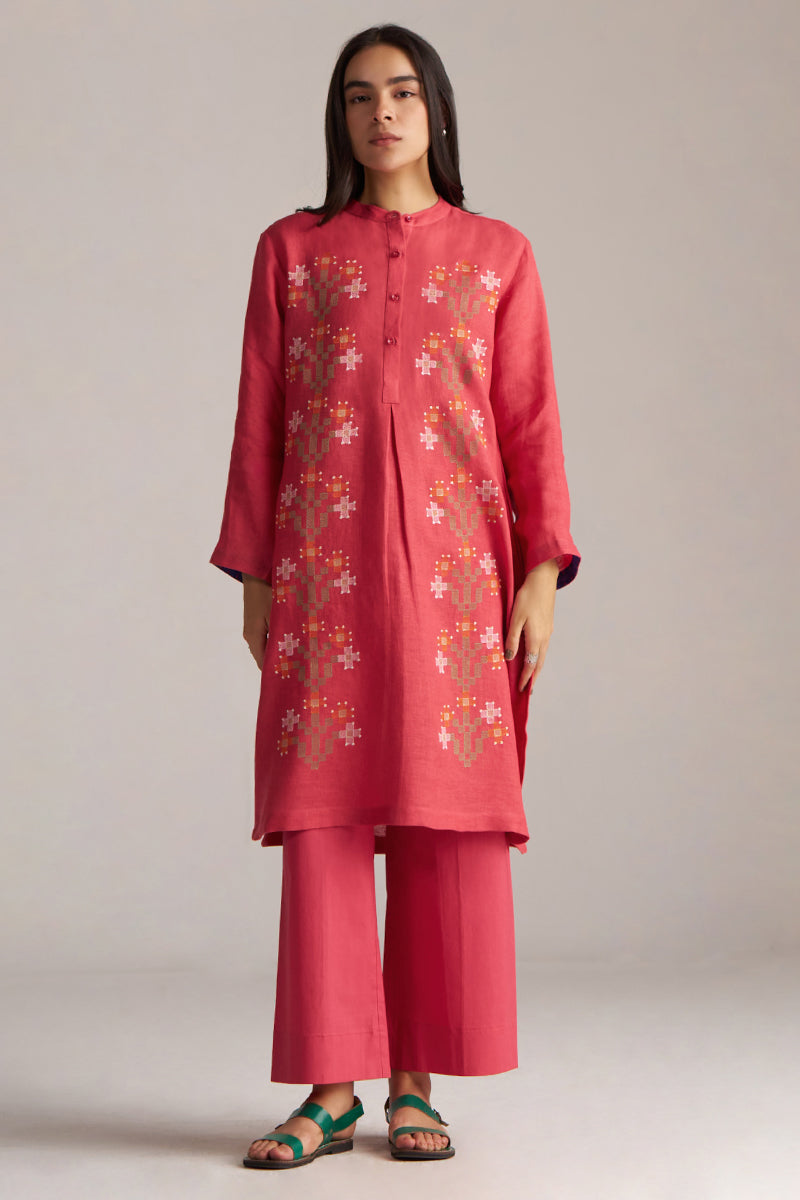 Claret Red Linen Co-ord Set