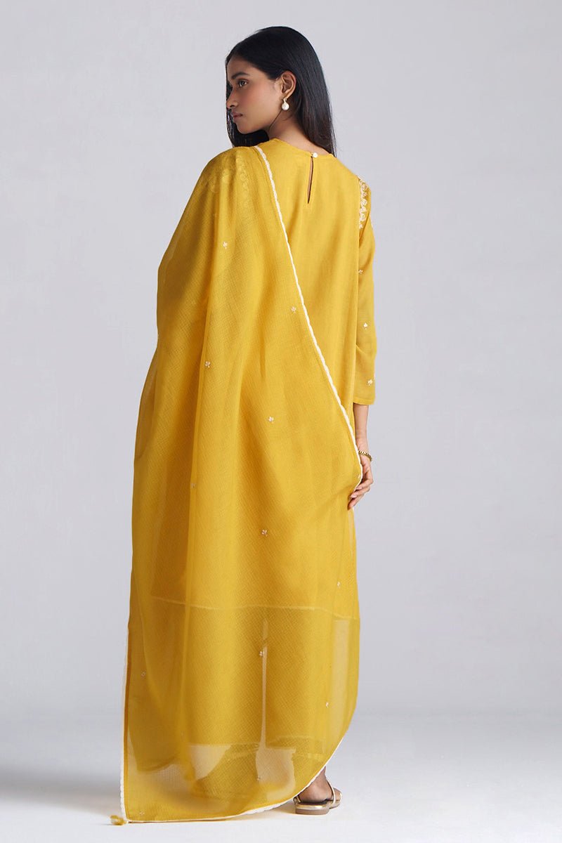 Mango Mojito Mul-Chanderi Embroidered Kurta Set