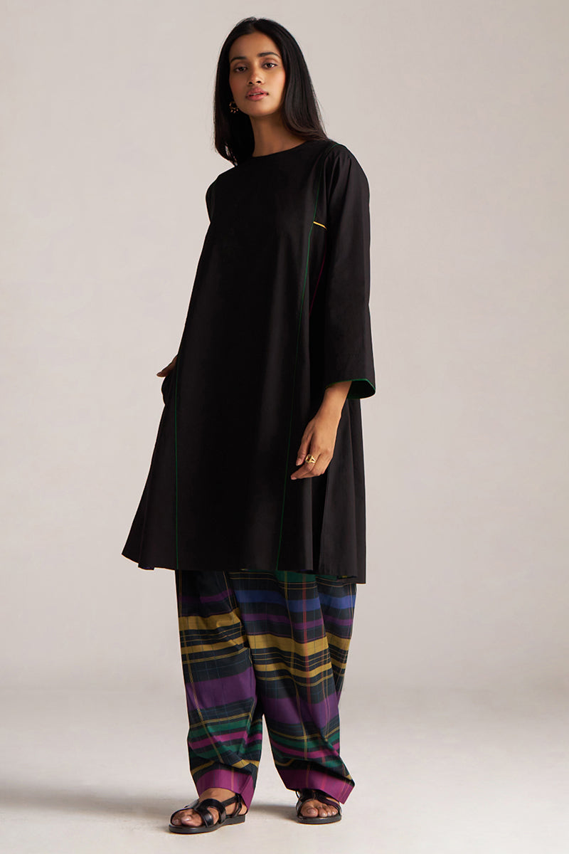 Black With Multi Colour Checkard Co-ord Set