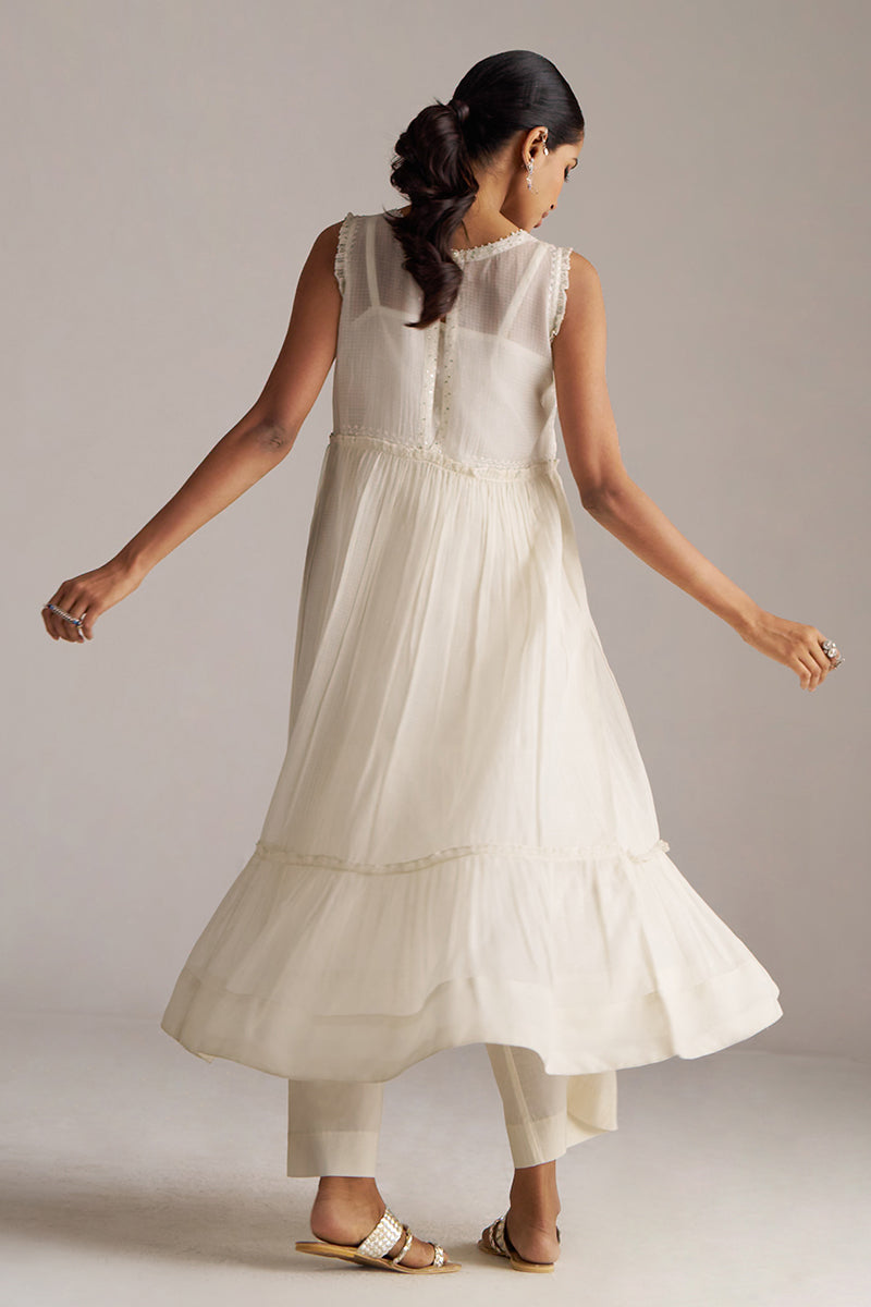 Ivory Kota Silk Kurta Set