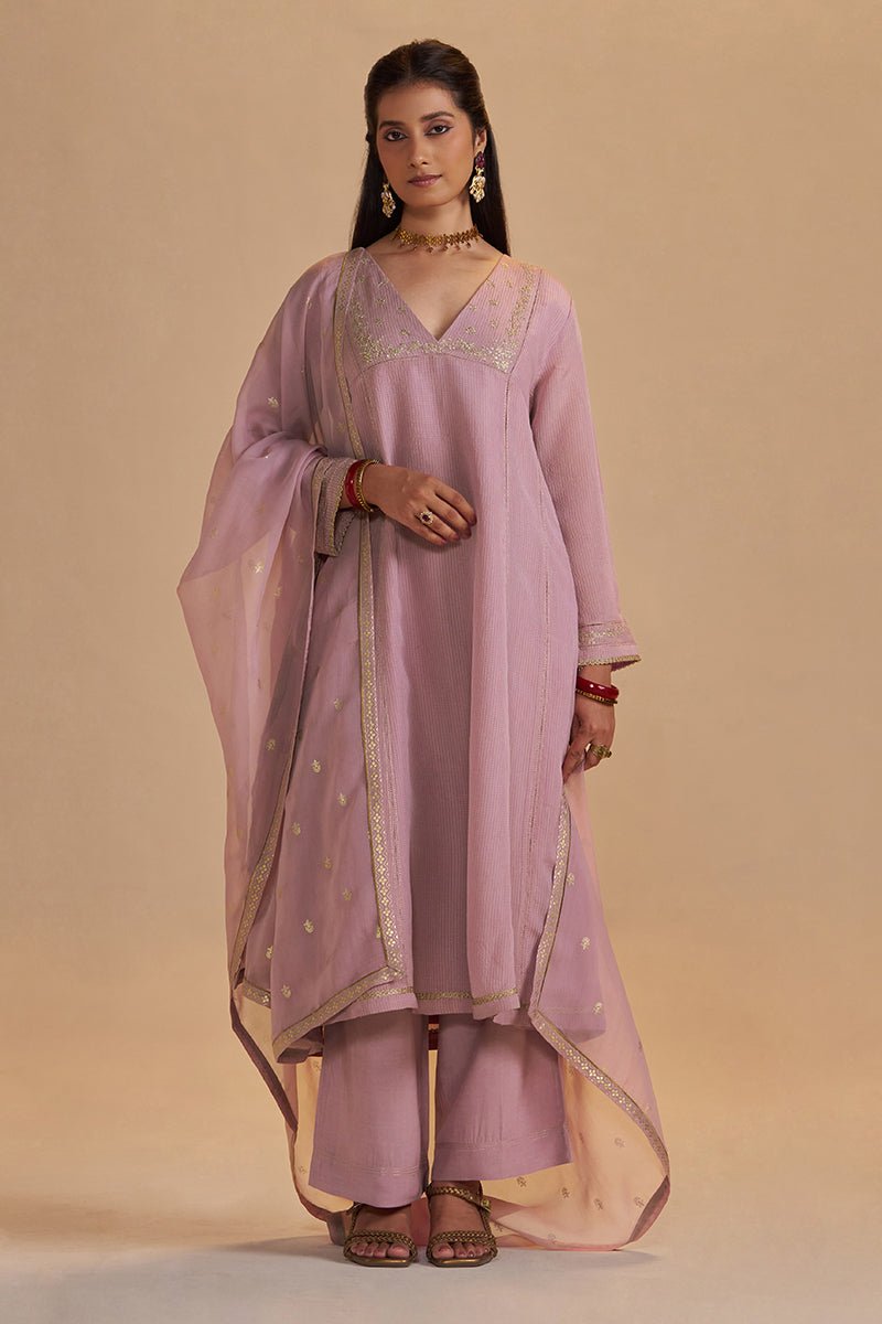 Orchid Smoke Woven Zari Festive Kurta Set