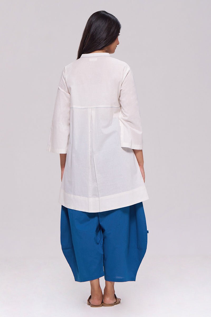 Off-White and Blue Cotton Co-ord Set