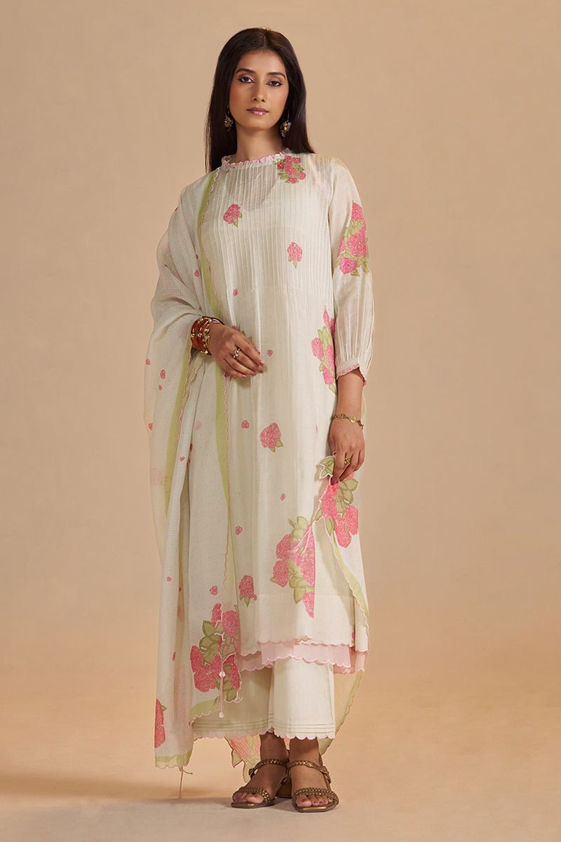 Butter Yellow Chanderi Light Festive Kurta Set