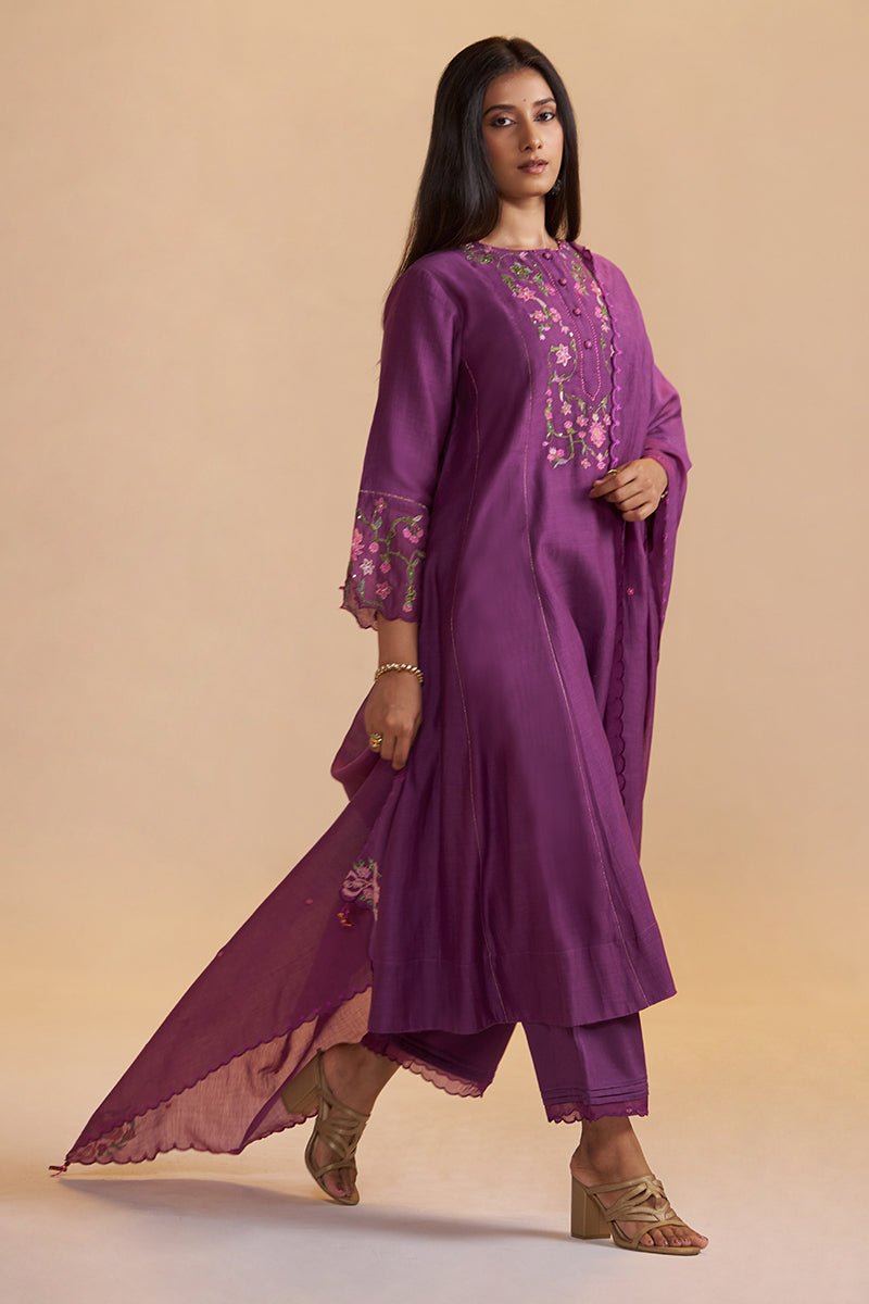 Eggplant Purple Festive Kurta Set