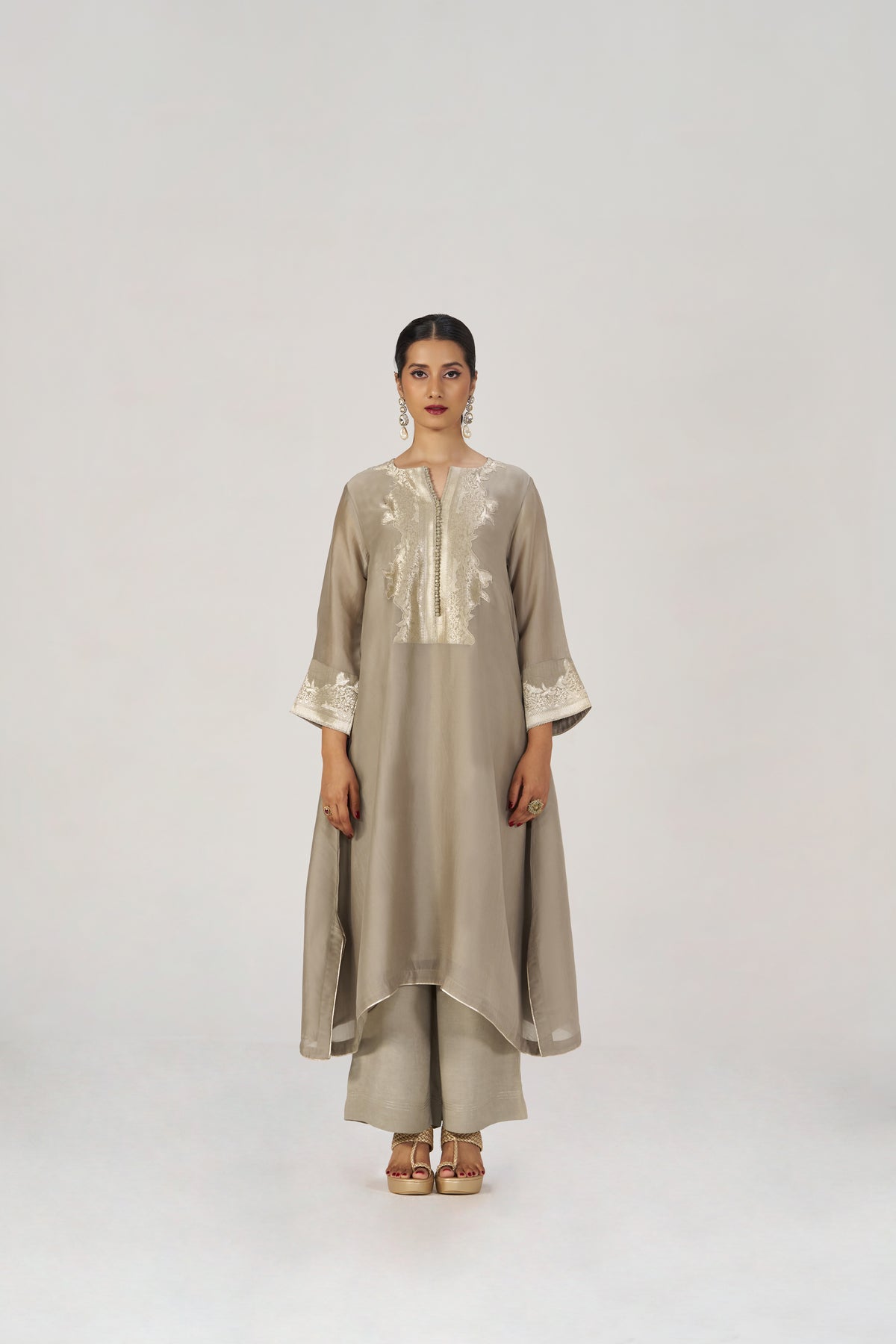 Greige Silk Festive Co-ord Set