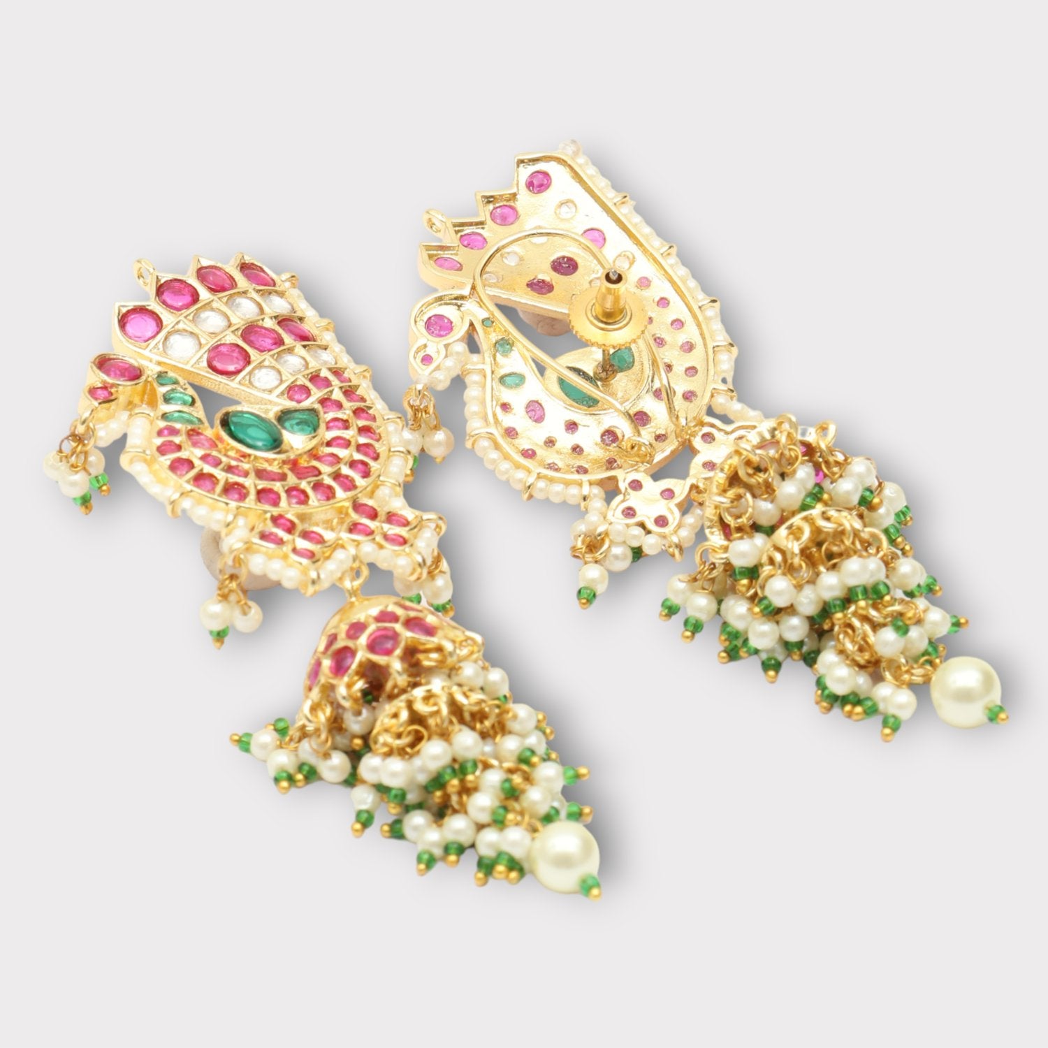 Gold Finish Kundan Polki Dangler Earrings