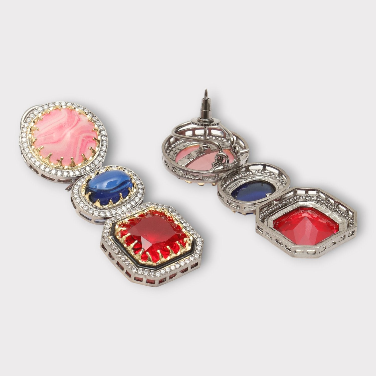 Gold Finish Kundan Polki Dangler Earrings