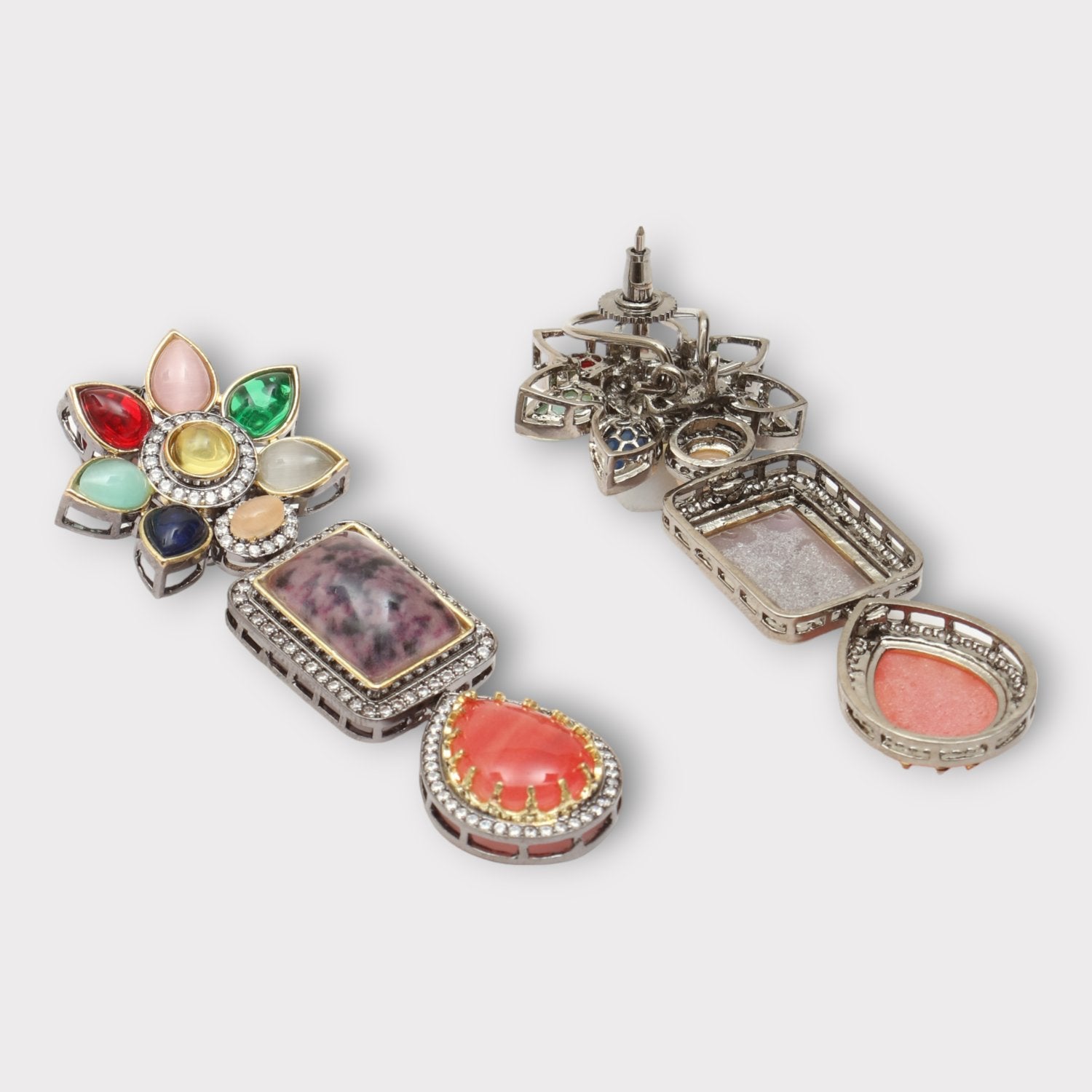 Gold Finish Kundan Polki Dangler Earrings