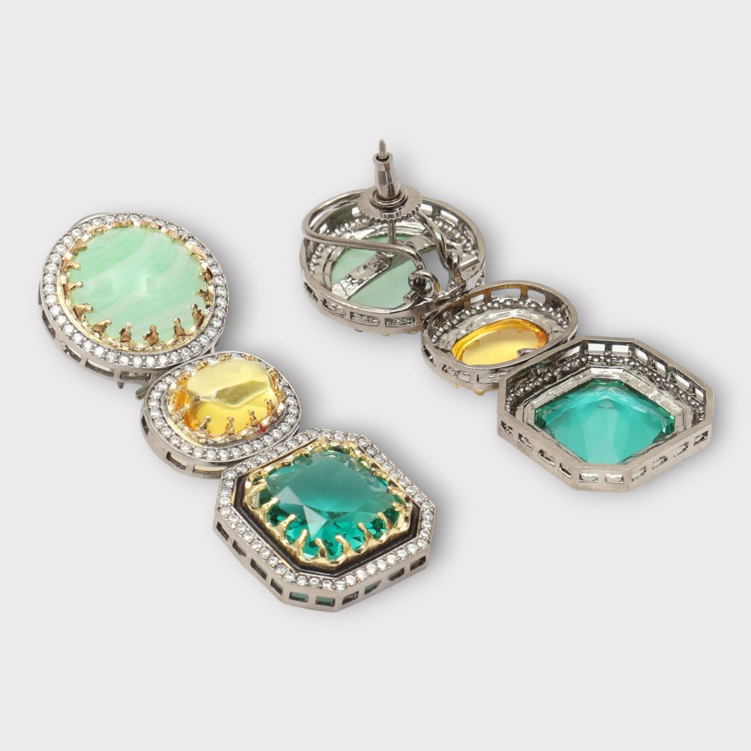 Gold Finish Kundan Polki Dangler Earrings