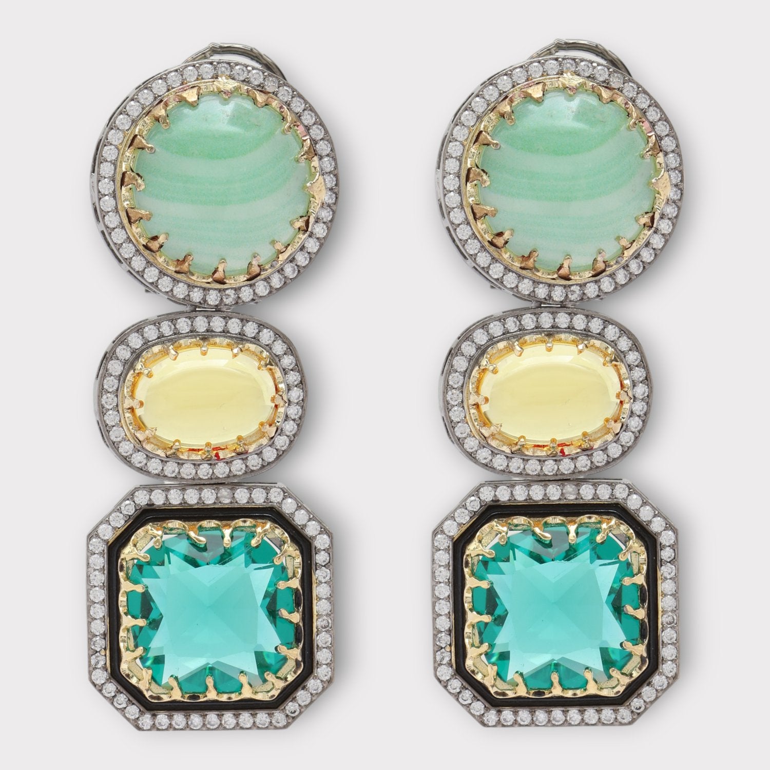 Gold Finish Kundan Polki Dangler Earrings