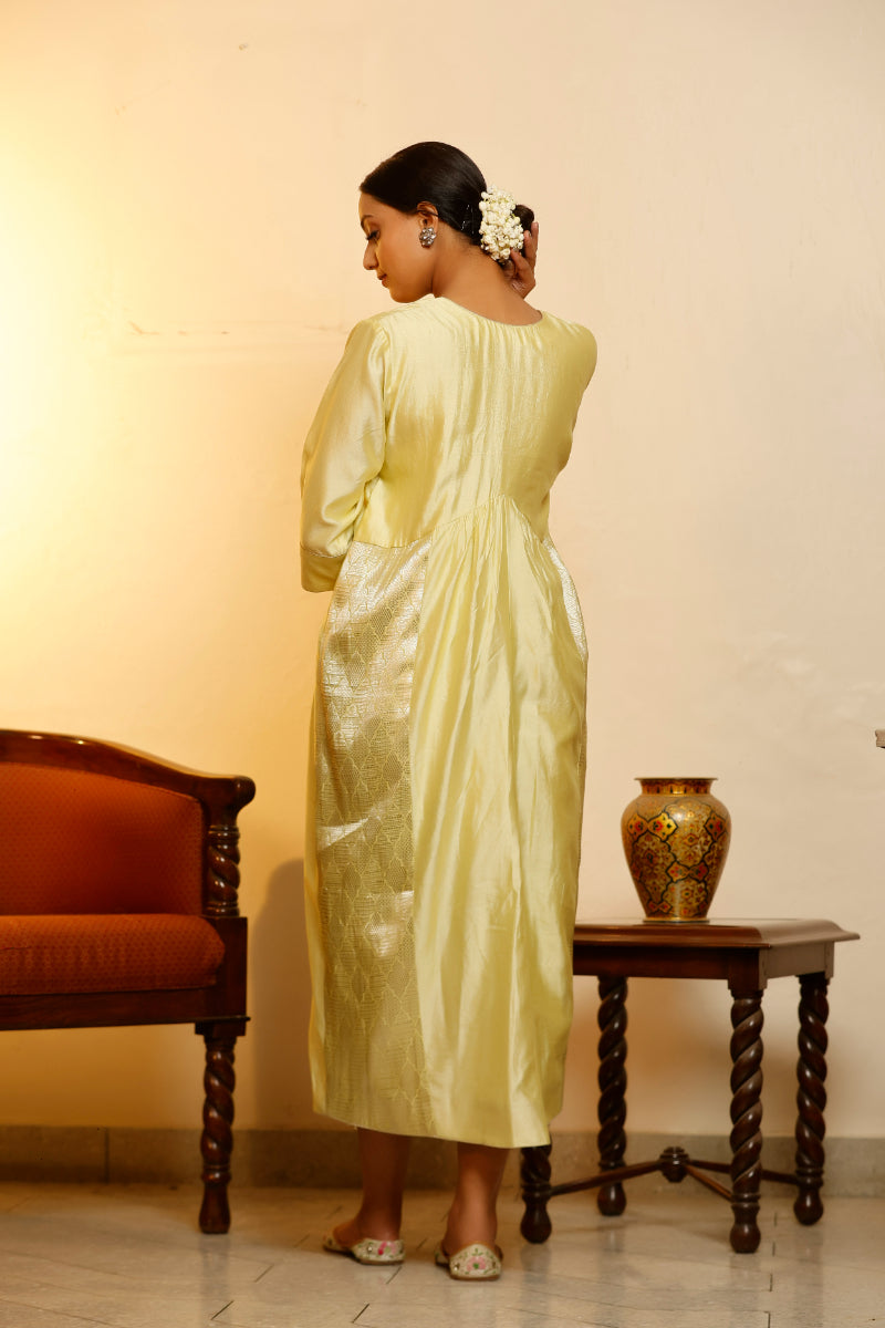 Sehej Yellow Gather Dress