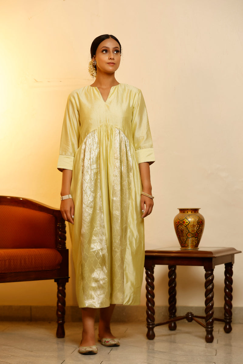 Sehej Yellow Gather Dress