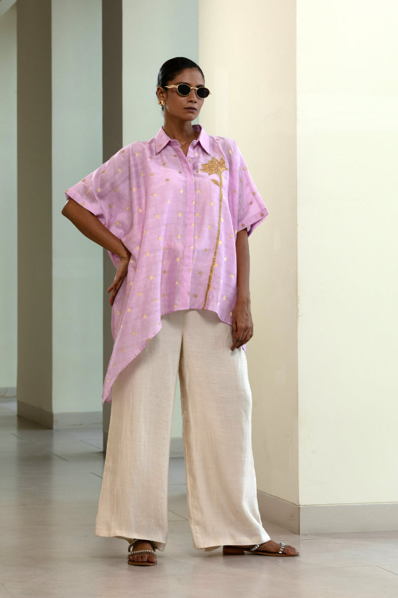 Asymmetrical Rose Shirt - Lilac